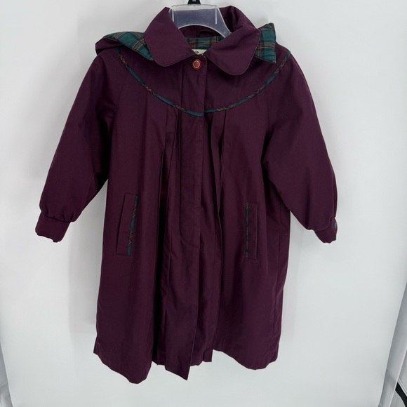 Rothschild Girls Size 7 Coat Jacket longline Hooded Dark Purple faux fur lined - Picture 8 of 8